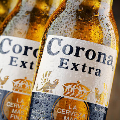 Poznan, Poland - April 20, 2016: Corona Extra, one of the top-selling beers worldwide is a pale lager produced by Cerveceria Modelo in Mexico