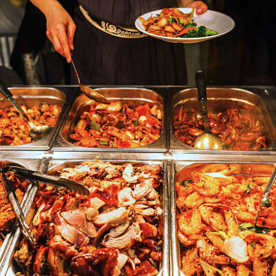 buffet with various food at a Chinese restaurant